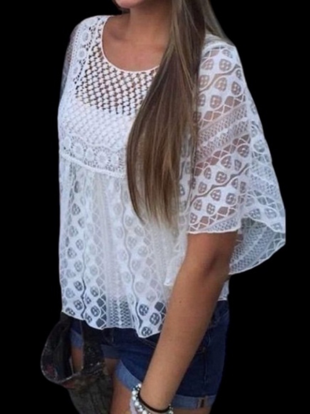 Juniors Size Small Lacey Blu Planet See-Through Blouse